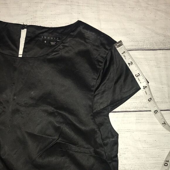 Theory Maryanka Black Shift Dress Cap Sleeves - Picture 7 of 8